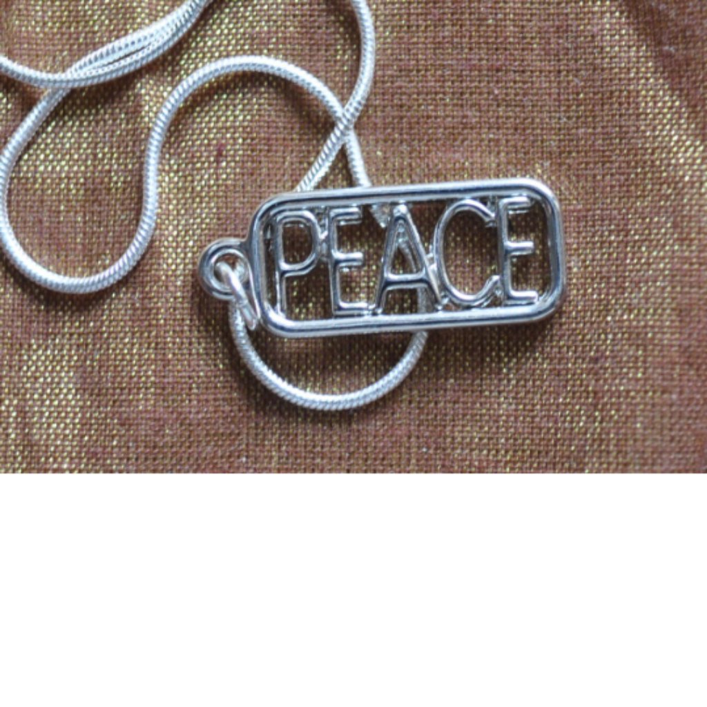Metal Charm Peace Pendant With 925 Silver Necklace (10035)